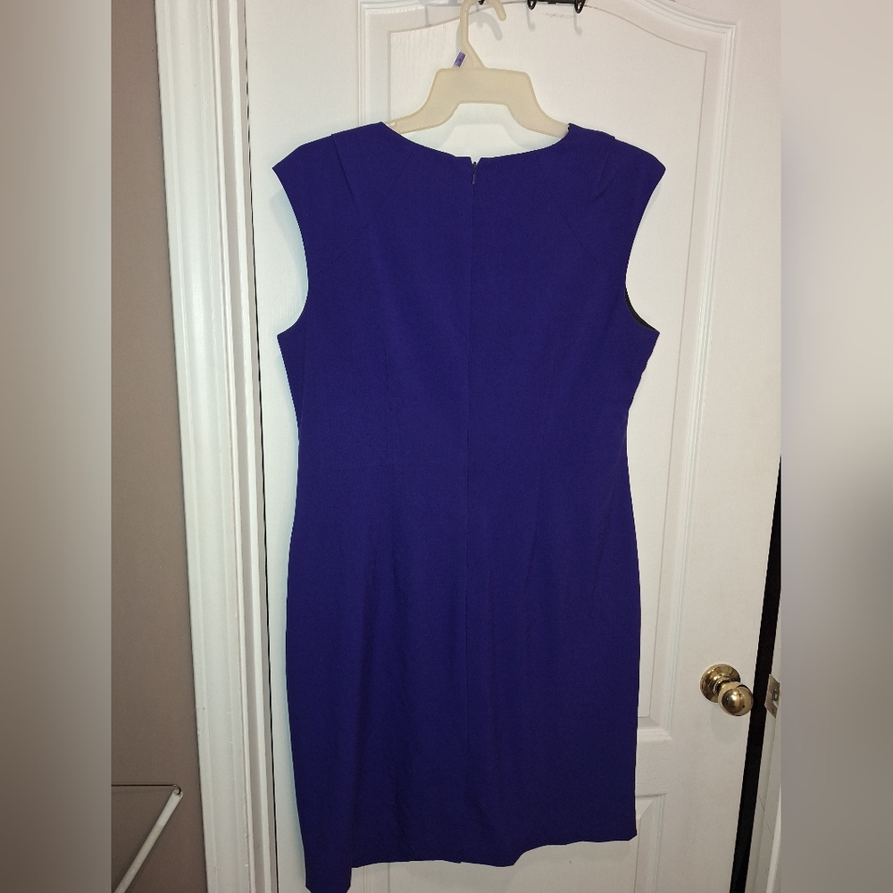 Calvin Klein Sleeveless Purple / Blue Midi Dress / Size 14w - Picture 4 of 11